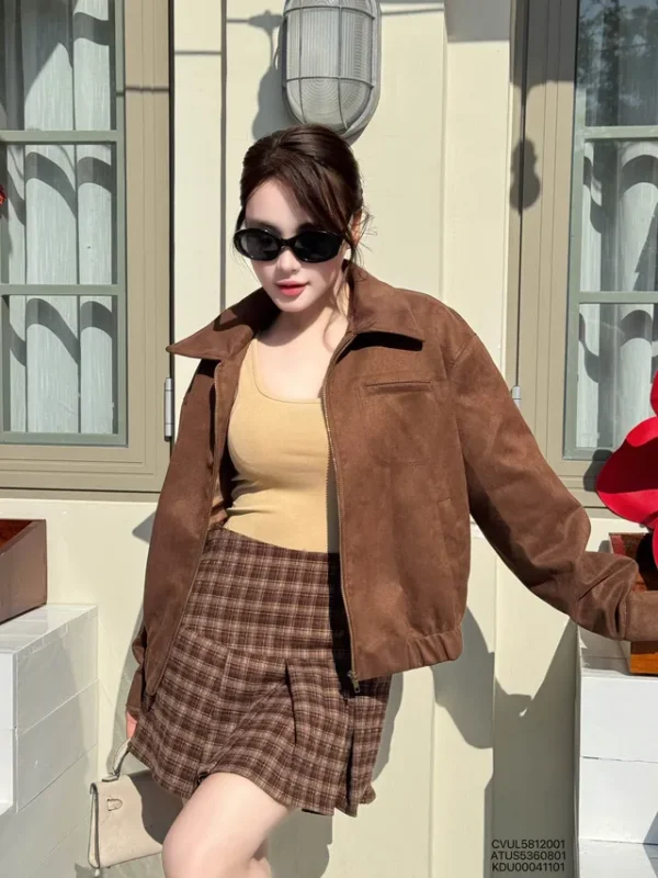 Chân váy nữ xếp ly dạ kẻ