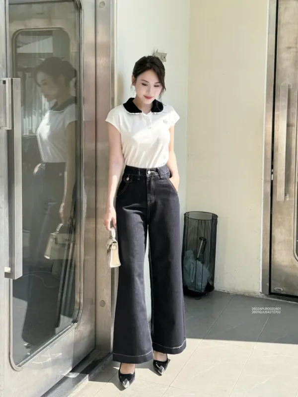 Áo polo nữ regular sn cổ viền ren