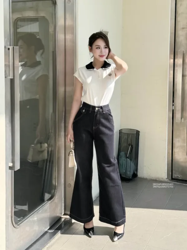 Áo polo nữ regular sn cổ viền ren