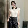 Áo polo nữ regular sn cổ viền ren