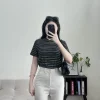 áo thun nữ korea sọc kèm khăn