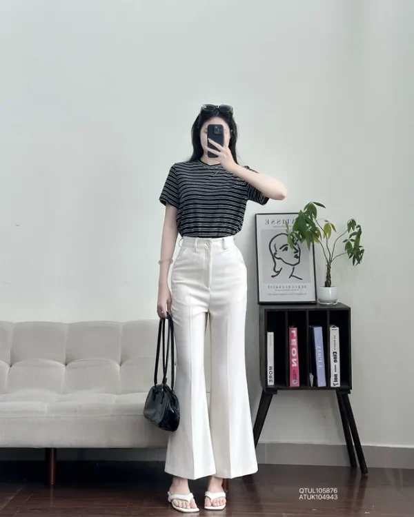 áo thun nữ korea sọc kèm khăn