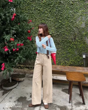 IMG_5532 Quần kaki nữ ống suông phối 2 đường viền giữa