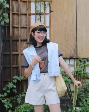 Áo thun nữ korea trơn phối cổ nt.2300675